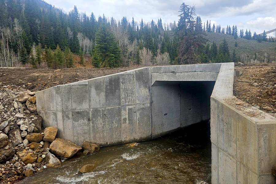 Culvert for fish at Clear Creek, a tributary of Scofield Reservoir